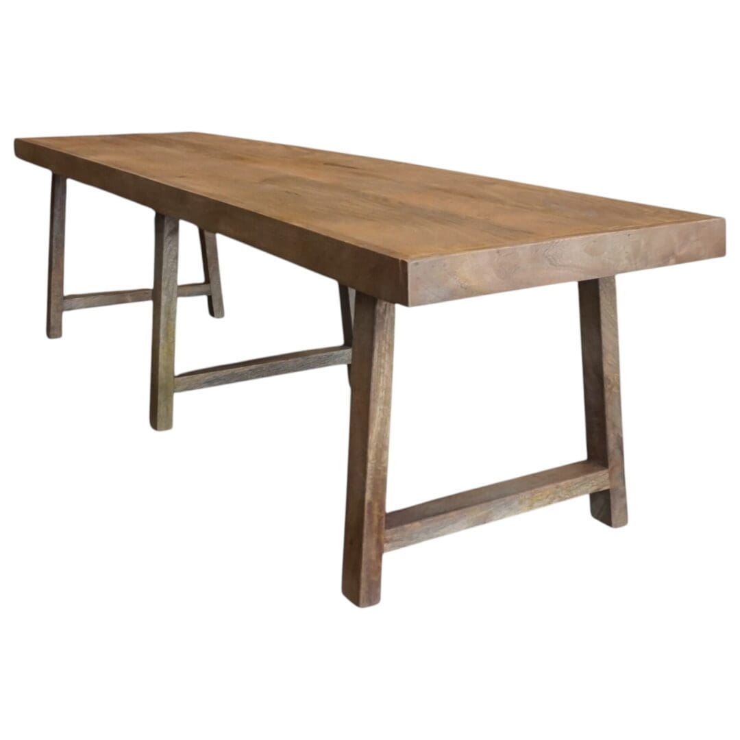 Rustic Dining Table Bench Natural Wood image 1