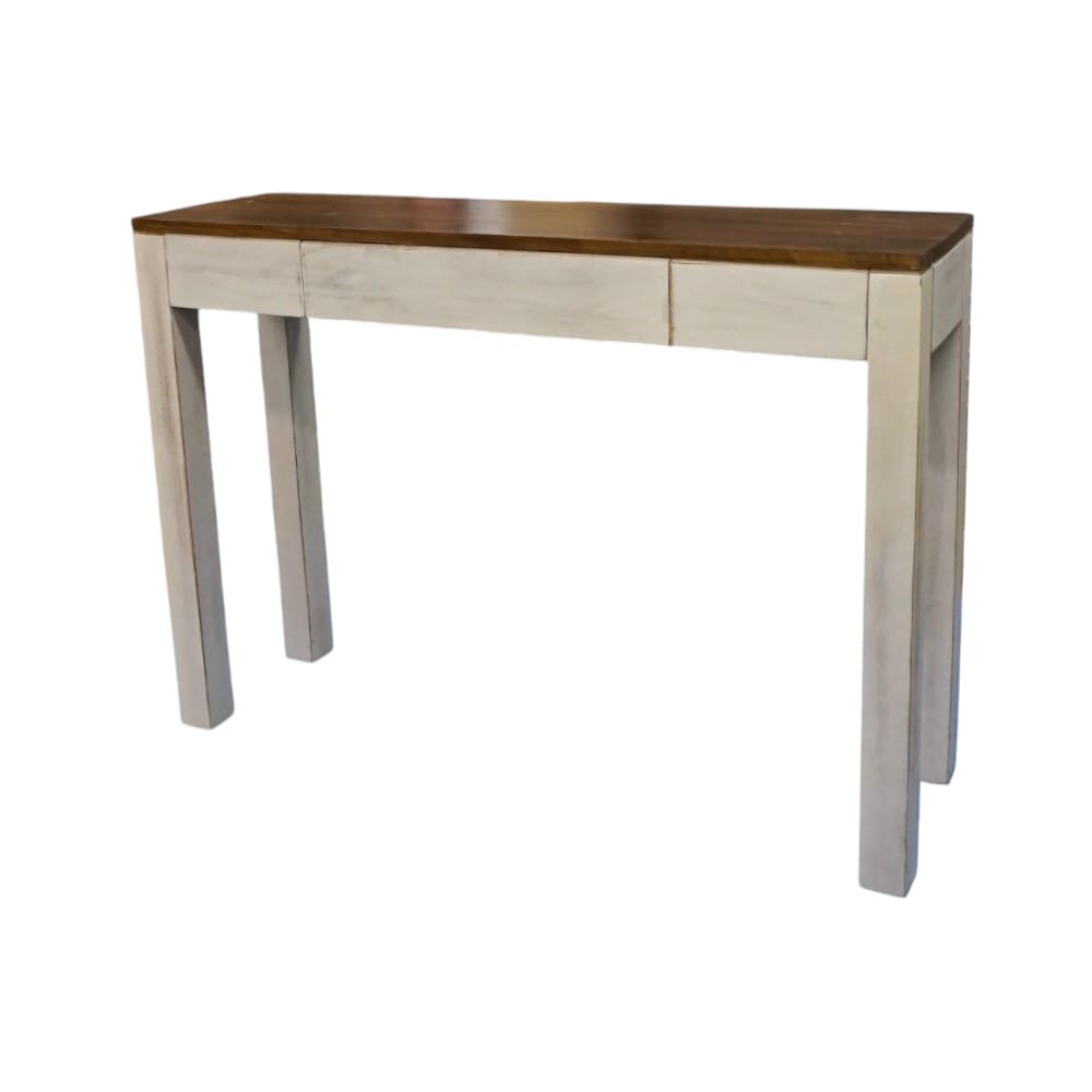 Mango Wood Console Table with Hidden Drawer Whitewashed image 4