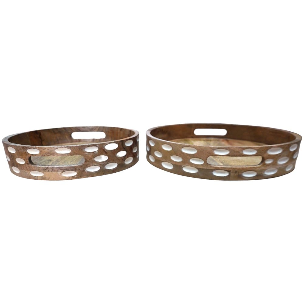Hand-crafted Solid Wood Trays - Set of Two image 2
