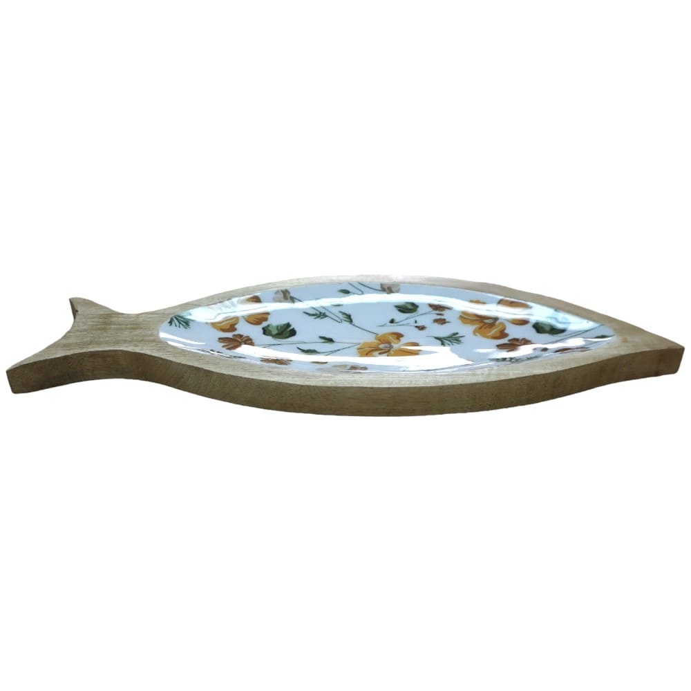 Hand-crafted Fish Dish Solid Wood with Charming Fall Enamel image 1