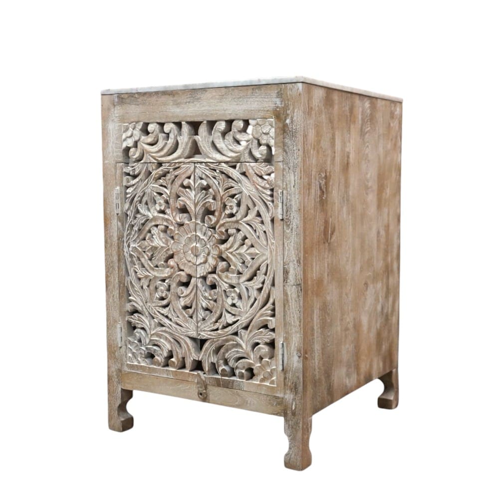 Stunning Natural Wood 24" Vanity Hand-carved - Vanity with Marble Top no Basin image
