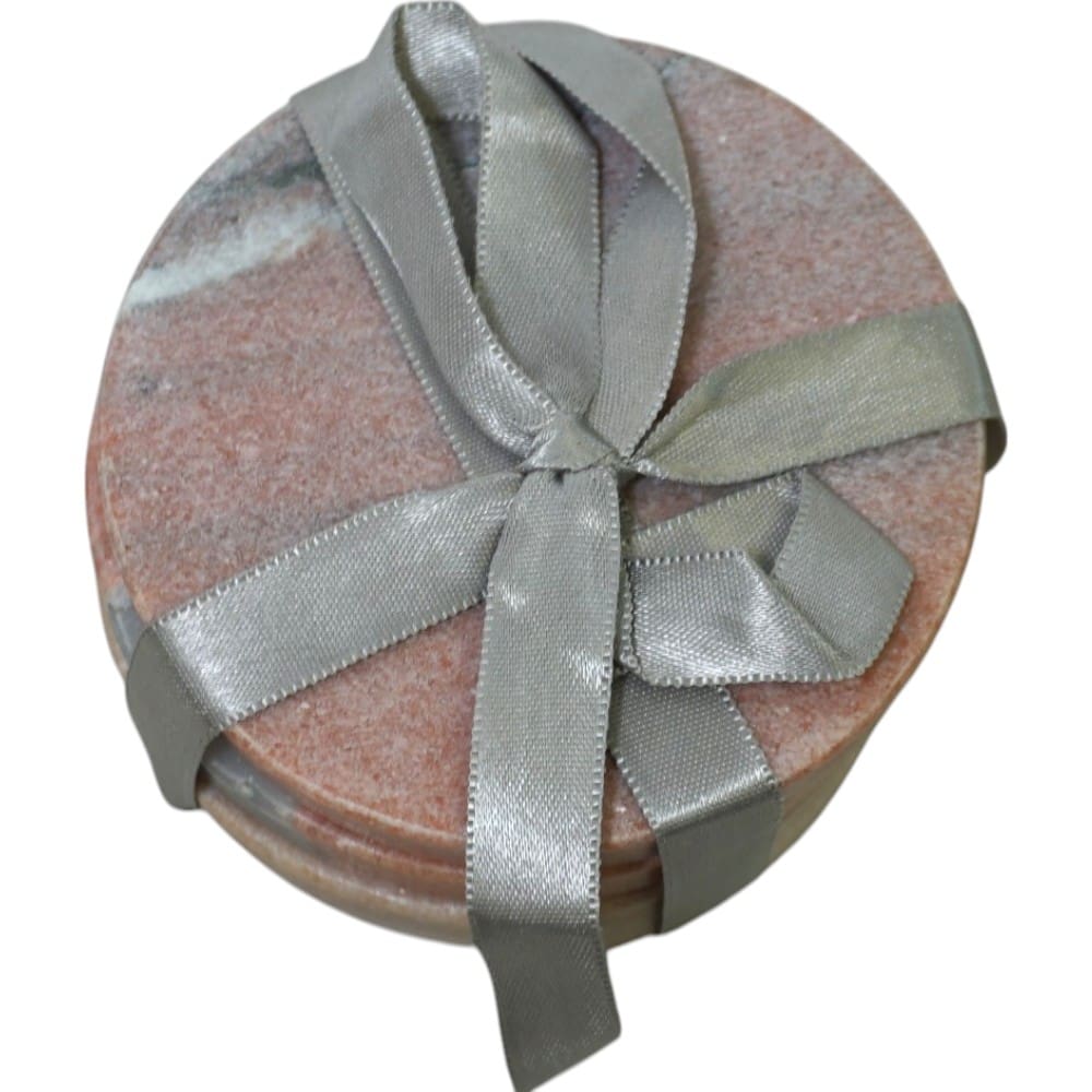 Set of 4 Round Pink Marble Drink Coasters image 6