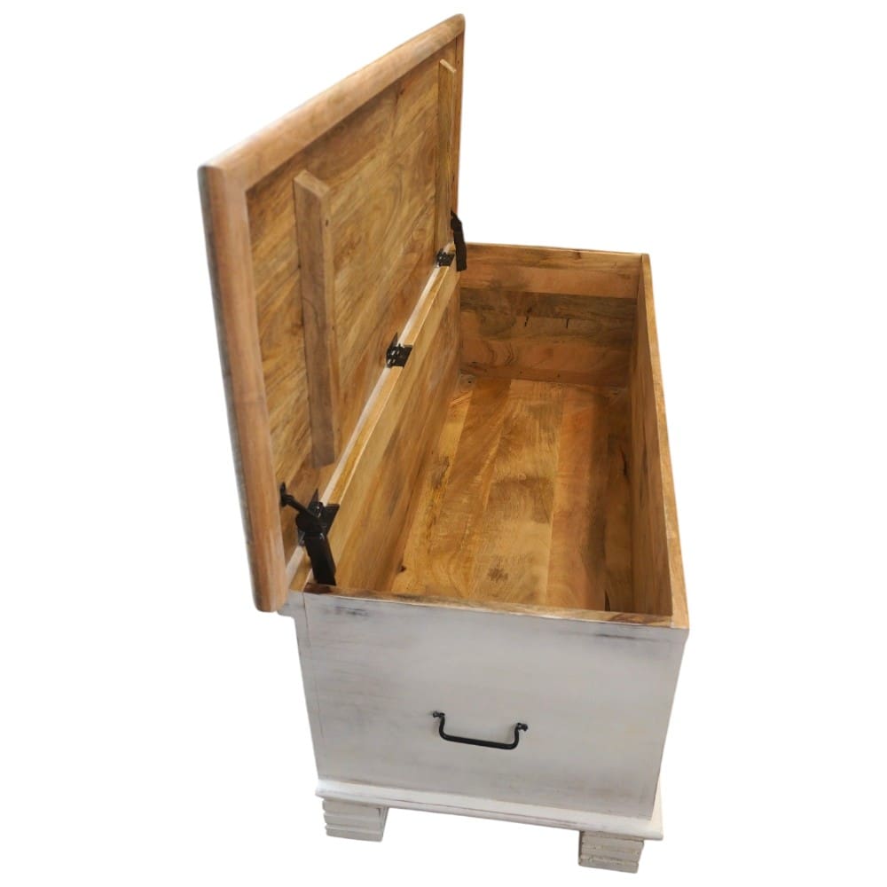 Hand-carved Large Solid Wood Bench Trunk Honeycomb Design image 7