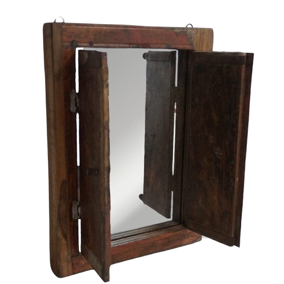 Vintage Accent Mirror Window with Shutters - 9 image 6