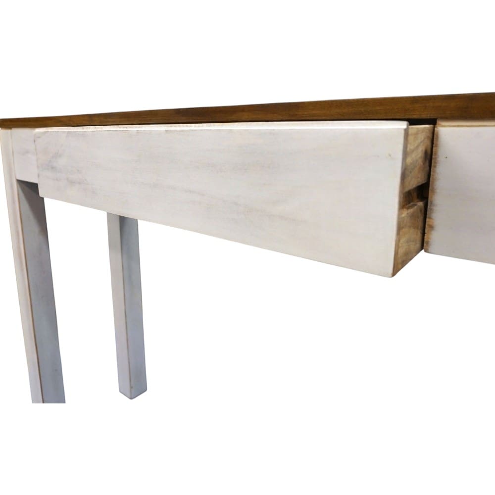 Mango Wood Console Table with Hidden Drawer Whitewashed image 8