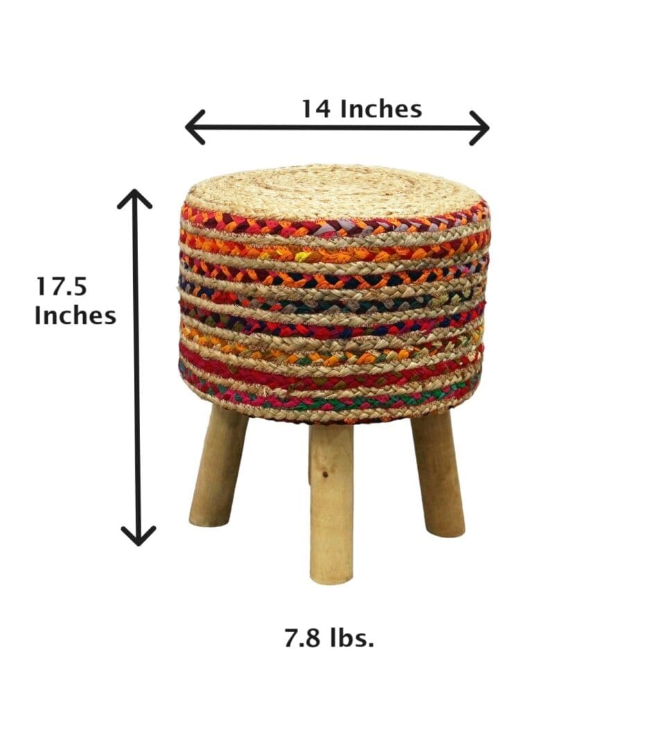 Hand-crafted Jute Stool Multiple Color Options image 7