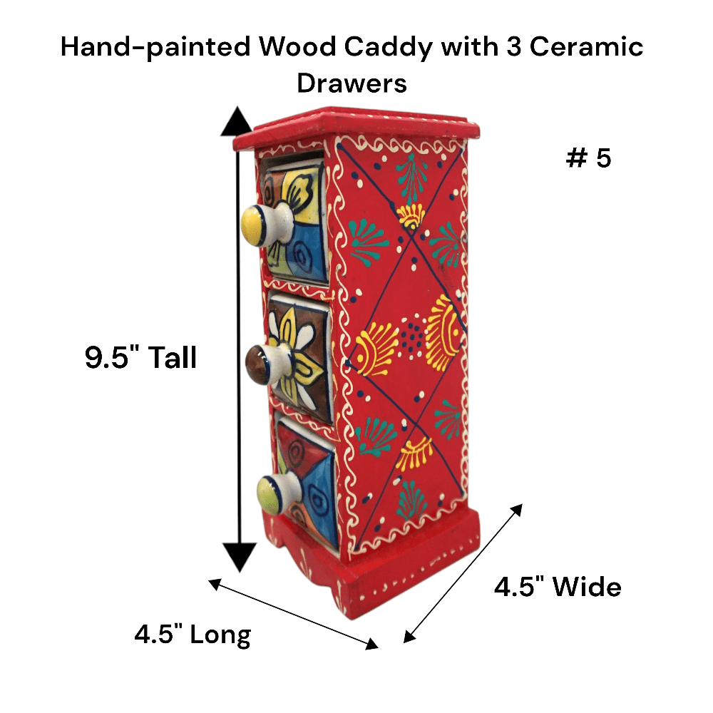 Hand-Painted Three Drawer Organizer Multicolor Ceramic image 11