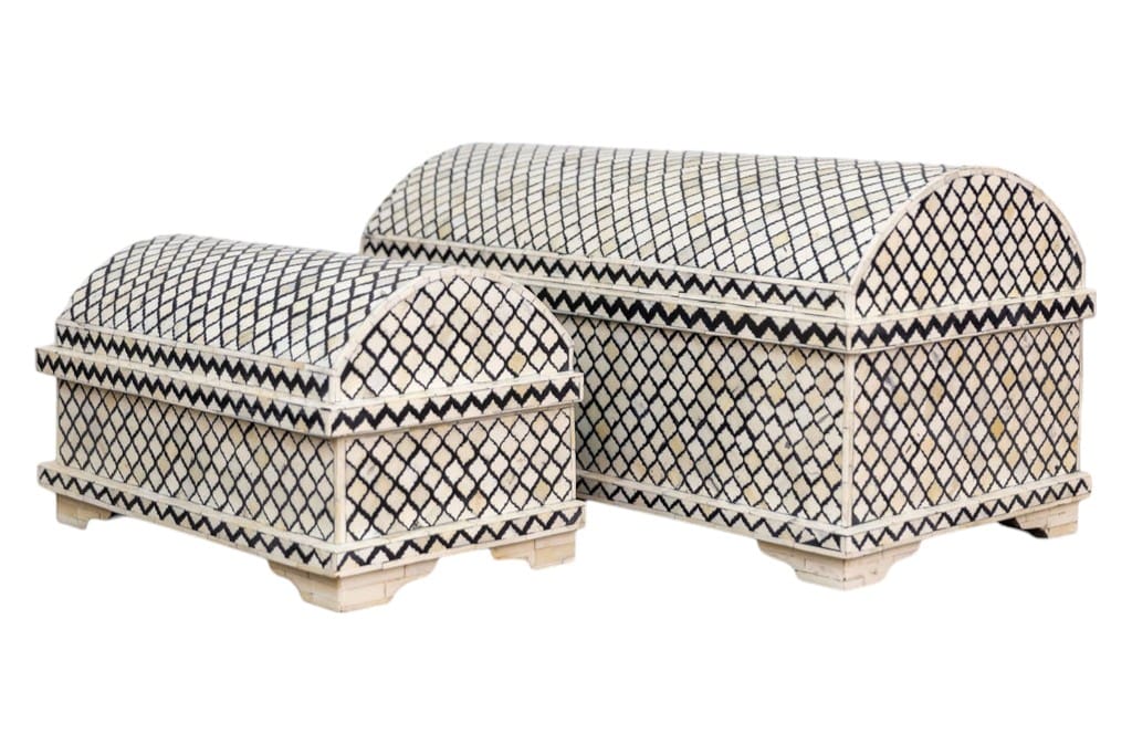 Hand-Crafted Black and White Bone Inlay Trunk 2 sizes image 8