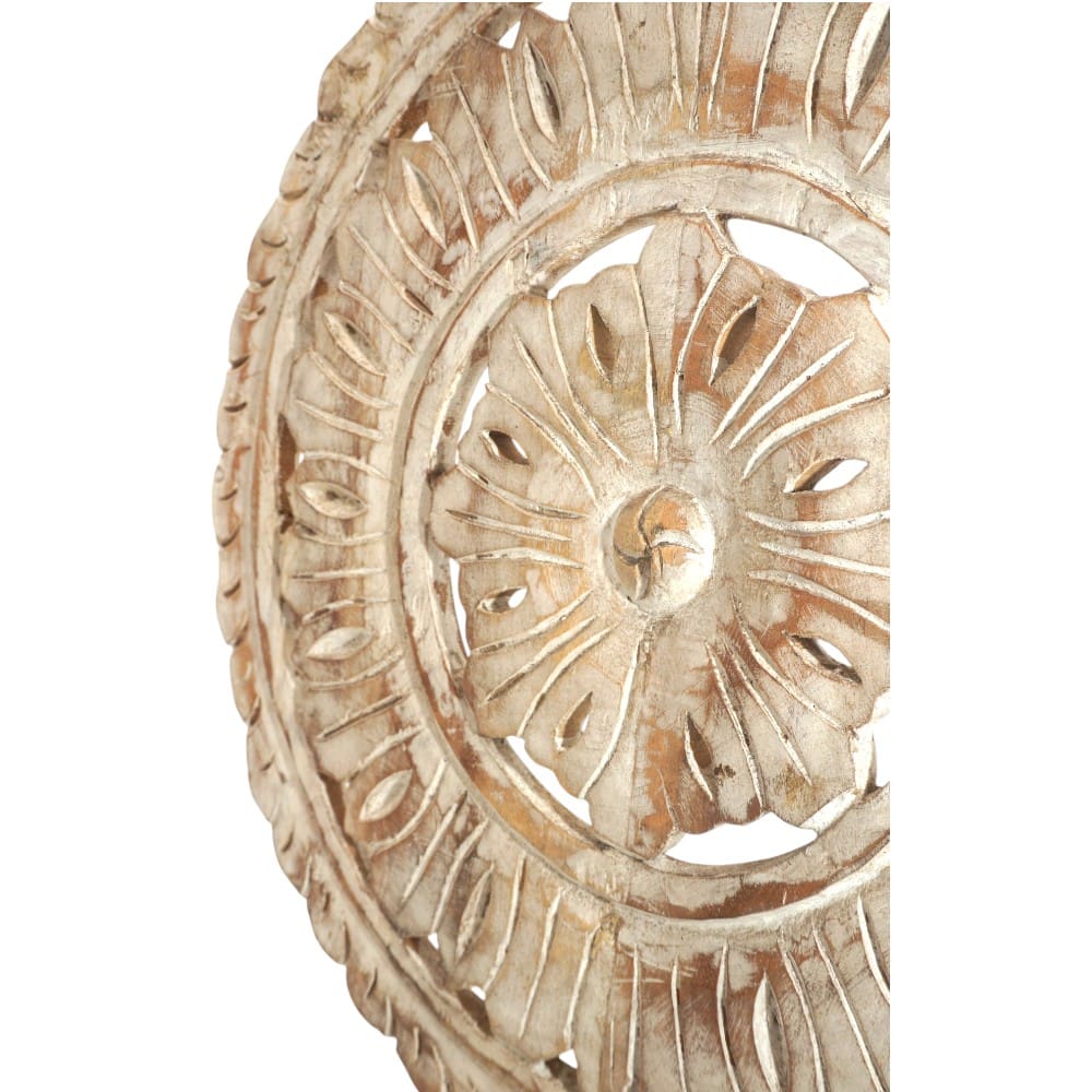 Hand-carved Wooden Flower Sun Disc Decor Accent image 7