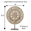 Hand-carved Wooden Flower Sun Disc Decor Accent image 4