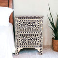 Black and White Floral Bone Inlay Nightstand image 0