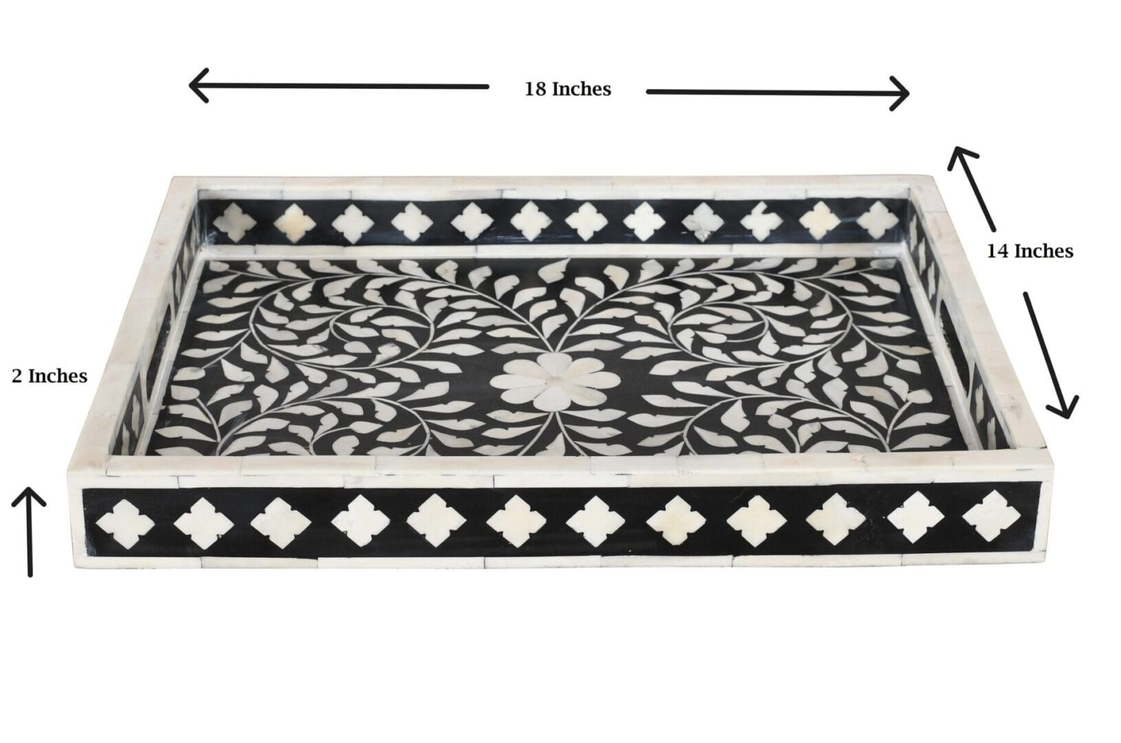 Floral Black and White Decorative Tray image 5