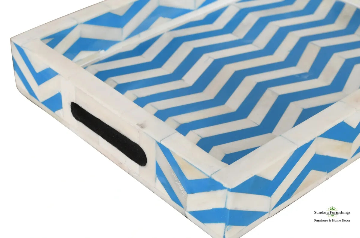 Blue and White Chevron Tray image 3