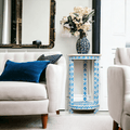 Blue and White Side Table Hand-crafted Bone Inlay image 0