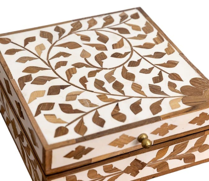 Teak Inlay Square Box Beautiful Accent Box image 8