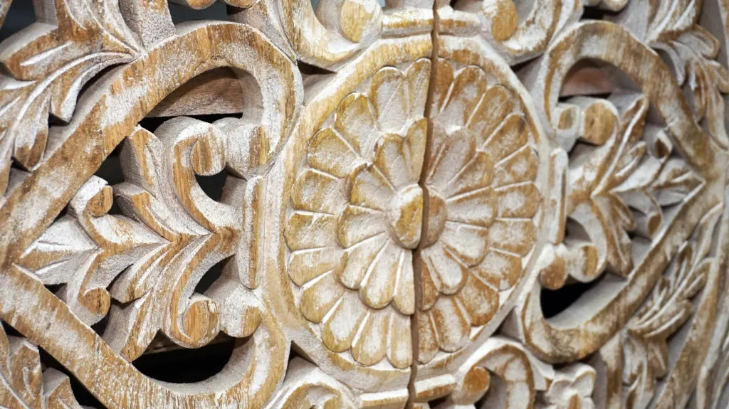 Natural Wood Vanity Gorgeous Hand-carved Detail Timeless Style image 9