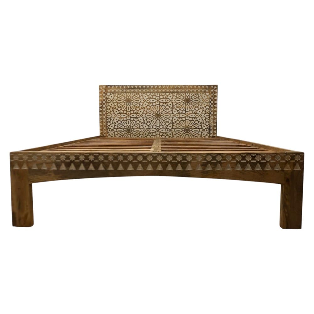Hand-Carved King Bedframe image 1