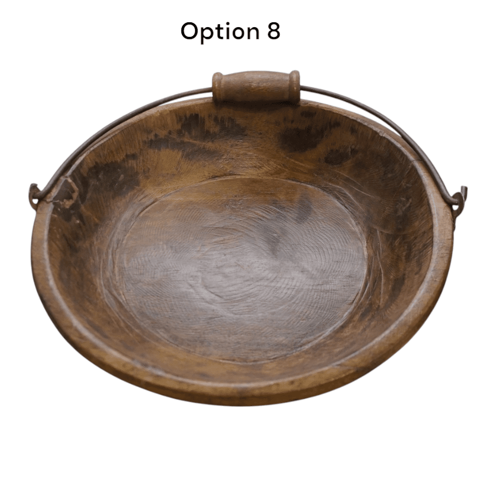 Vintage Wooden Bowls with a Handle Set of 2 image 7