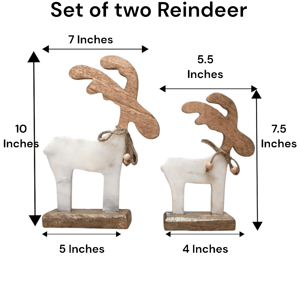 Hand-crafted Set of Two Marble and Wood Reindeer BUY 1 GET ONE FREE image 4