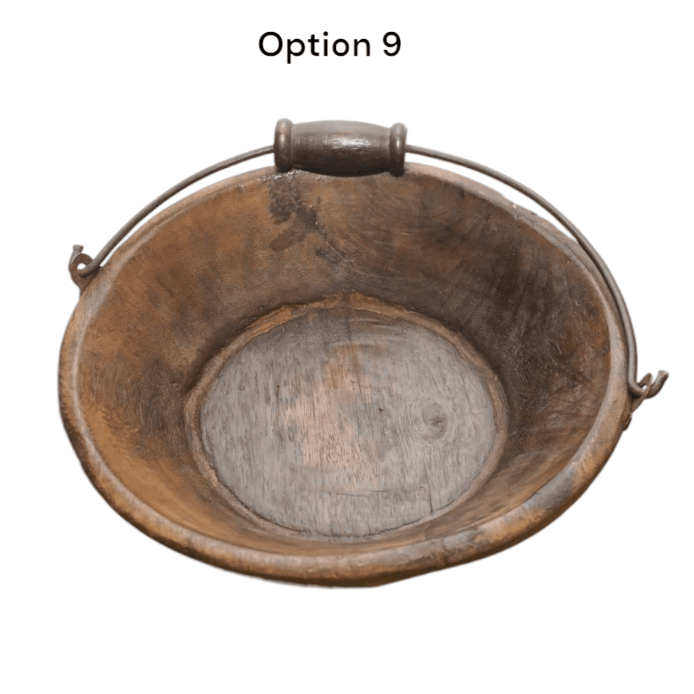 Vintage Wooden Bowls with a Handle Set of 2 image 2