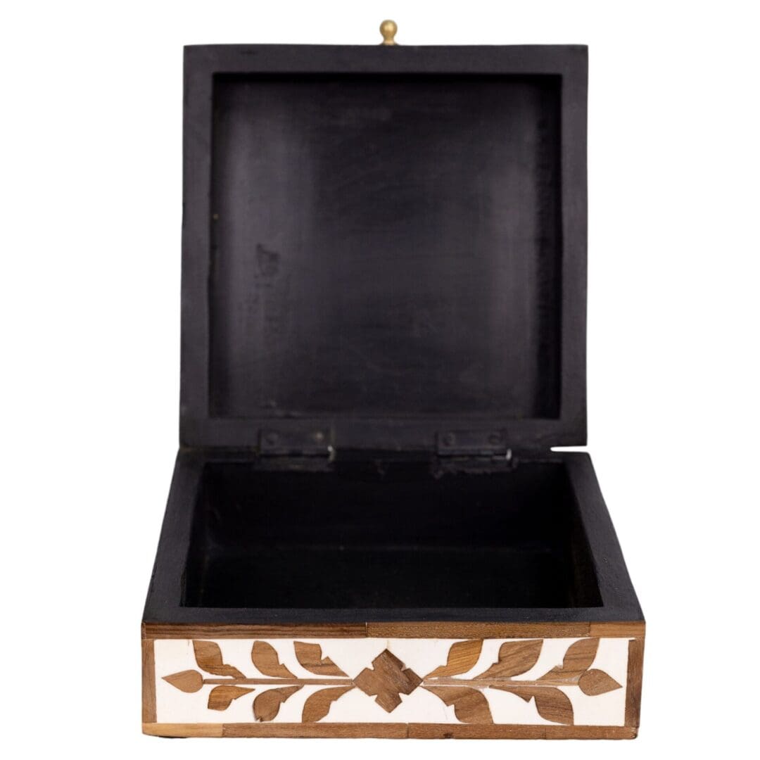 Teak Inlay Square Box Beautiful Accent Box image 2
