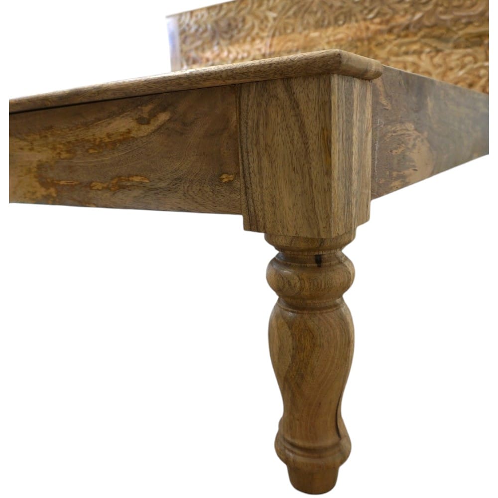 Hand-Carved Queen Bedframe Natural Floral image 7