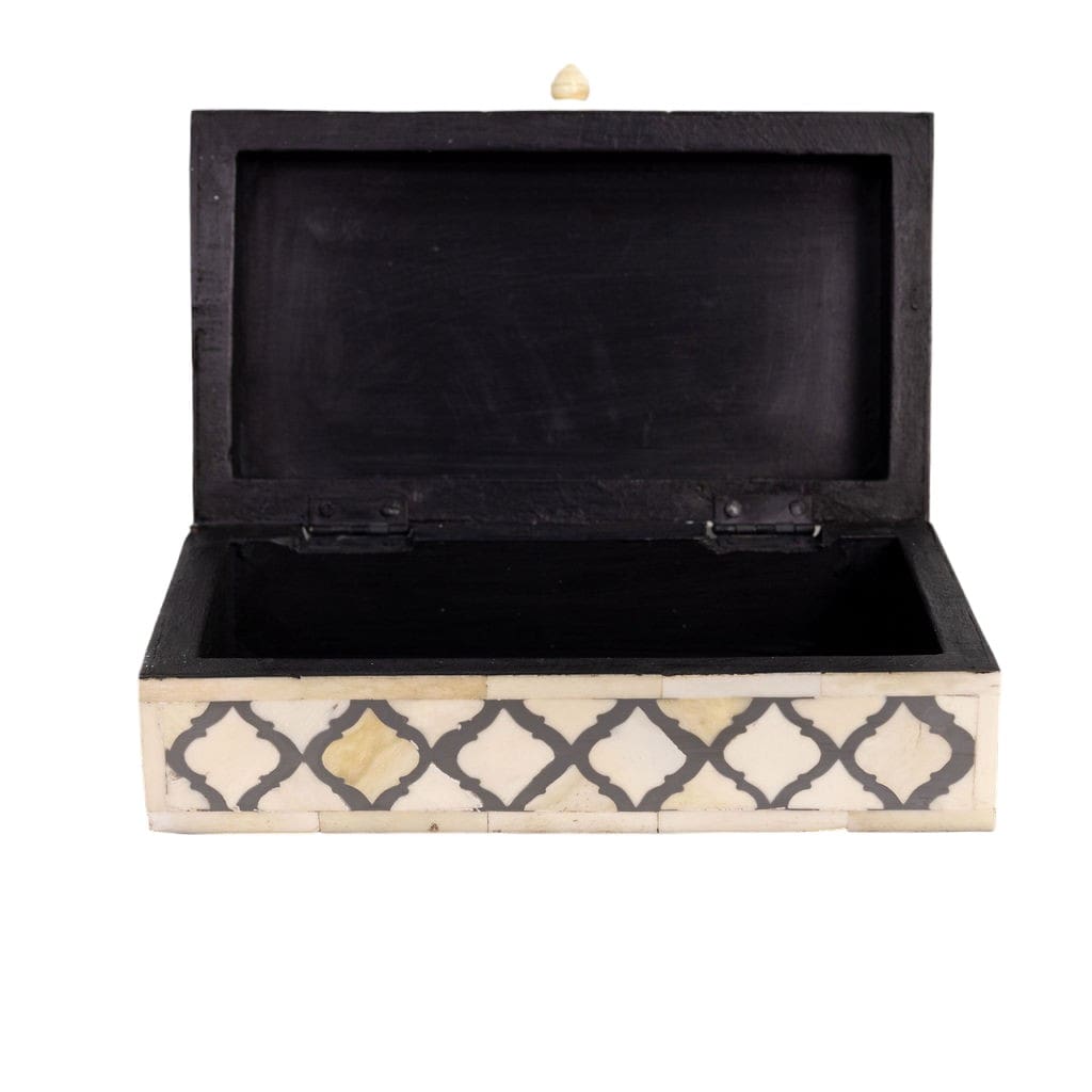 Rectangle Box Gray and White Bone Inlay Hand-crafted image 2