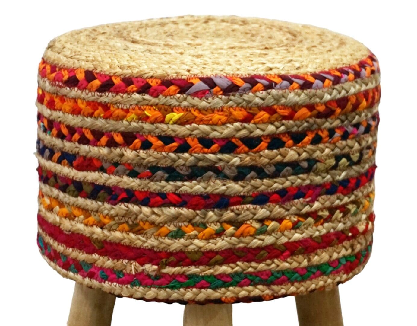 Hand-crafted Jute Stool Multiple Color Options image 3