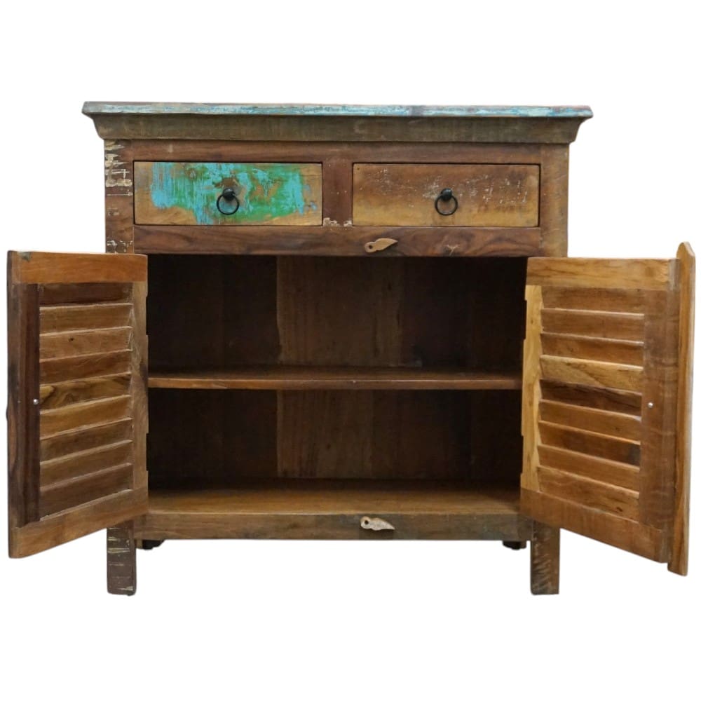 Reclaimed Wood Buffet Cabinet with Louvre Doors image 4
