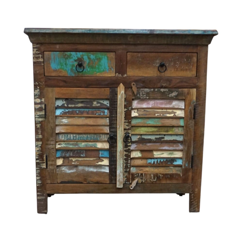 Reclaimed Wood Buffet Cabinet with Louvre Doors image 1