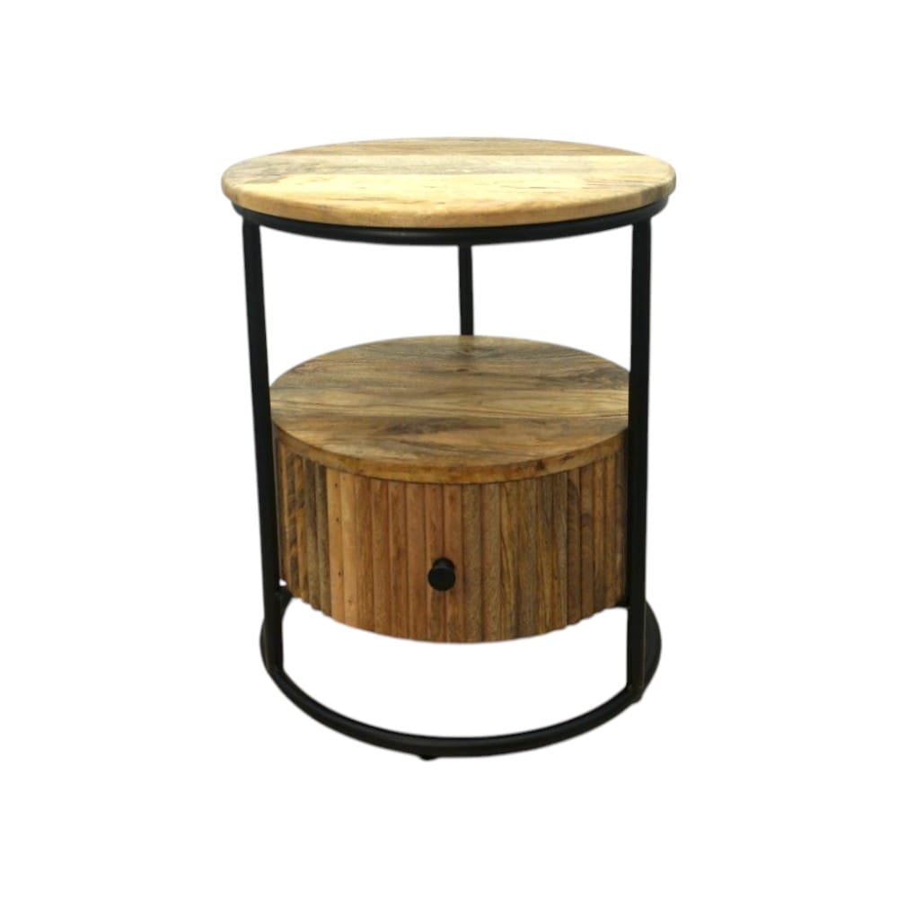 Hand-crafted Mango Wood Round Side Table image 1