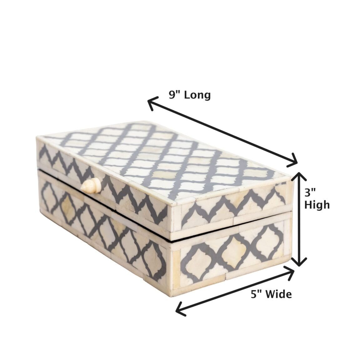 Rectangle Box Gray and White Bone Inlay Hand-crafted image 7
