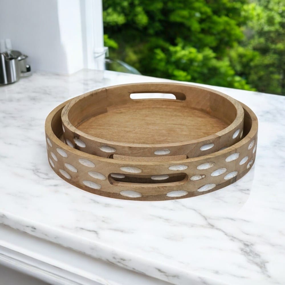 Hand-crafted Solid Wood Trays - Set of Two image 0