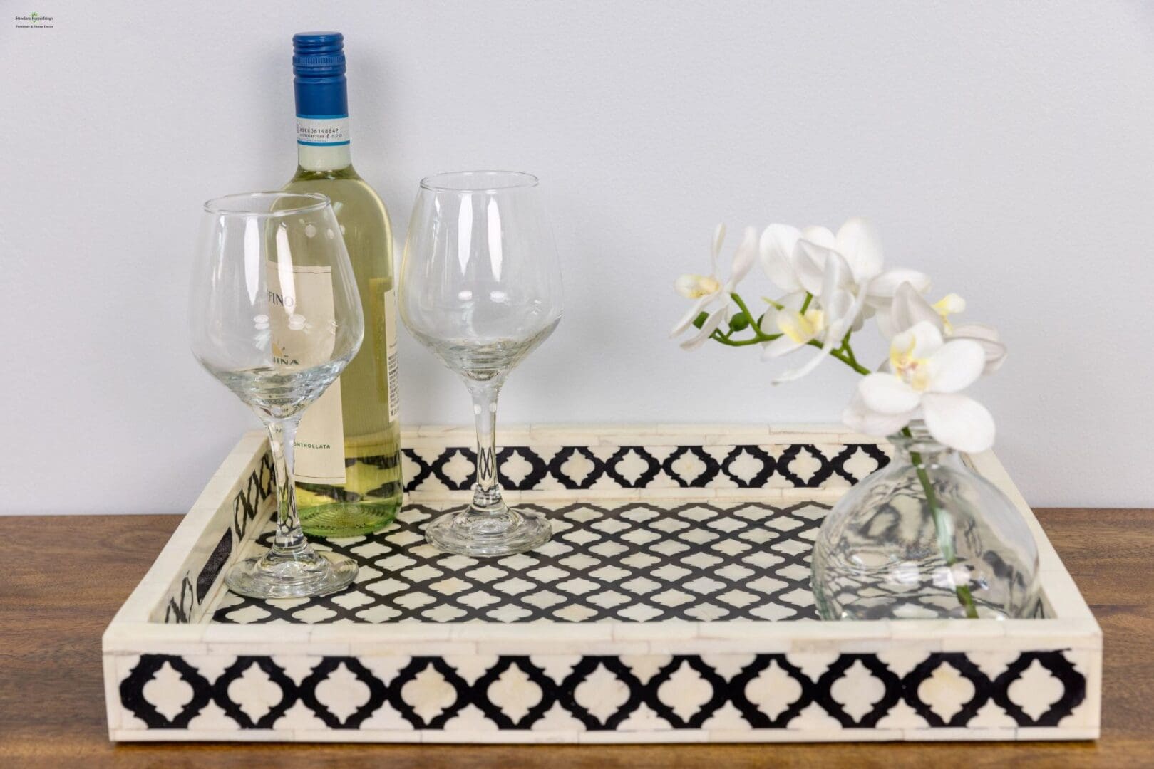 Stunning Black and White Ottoman Tray image 1
