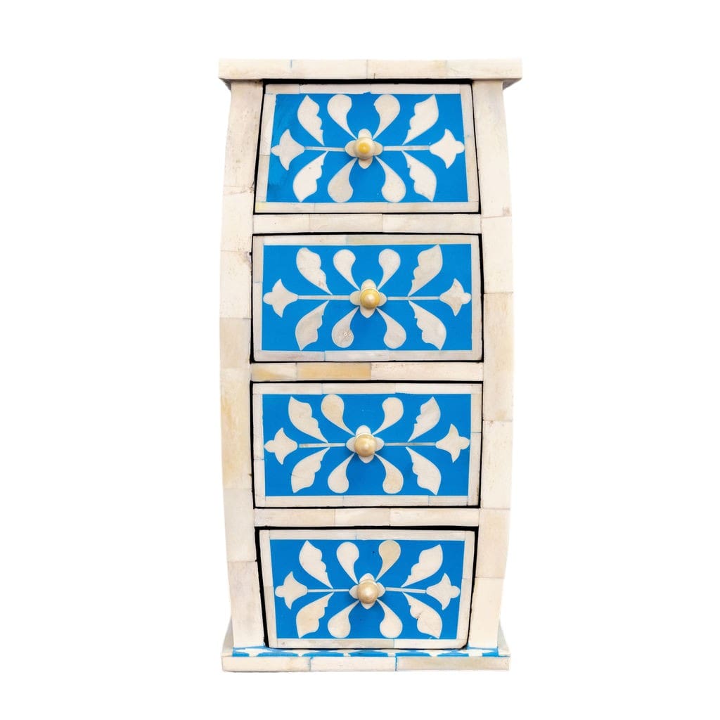 Curved Jewelry Caddy Blue and White Bone Inlay image 1