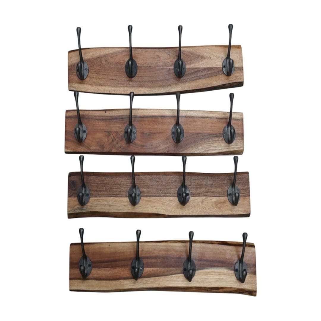 Live Edge Coat Rack with 4 Hooks image 1