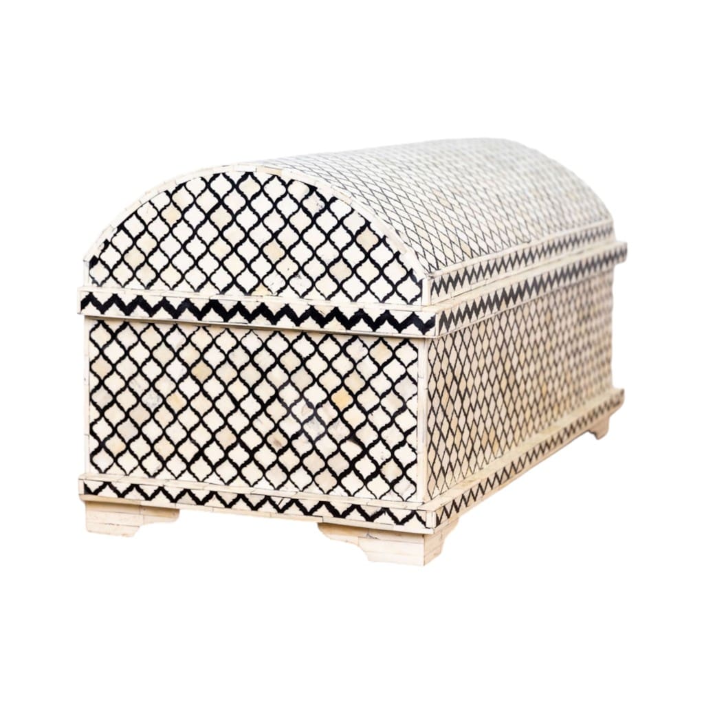 Hand-Crafted Black and White Bone Inlay Trunk 2 sizes image 5