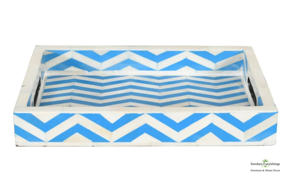 Blue and White Chevron Tray image 4