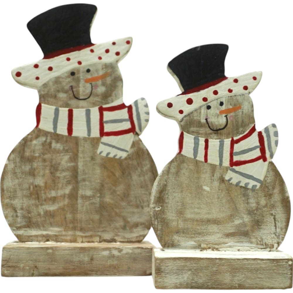 Hand-crafted Set of Two Wooden Snowmen BUY 1 GET 1 FREE image 6