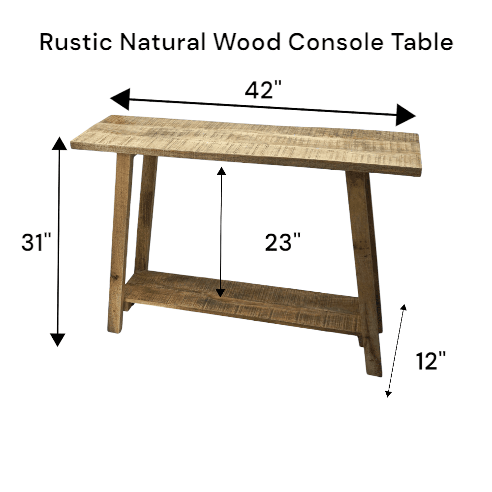 Rustic Natural Mango Wood Console Table image 7