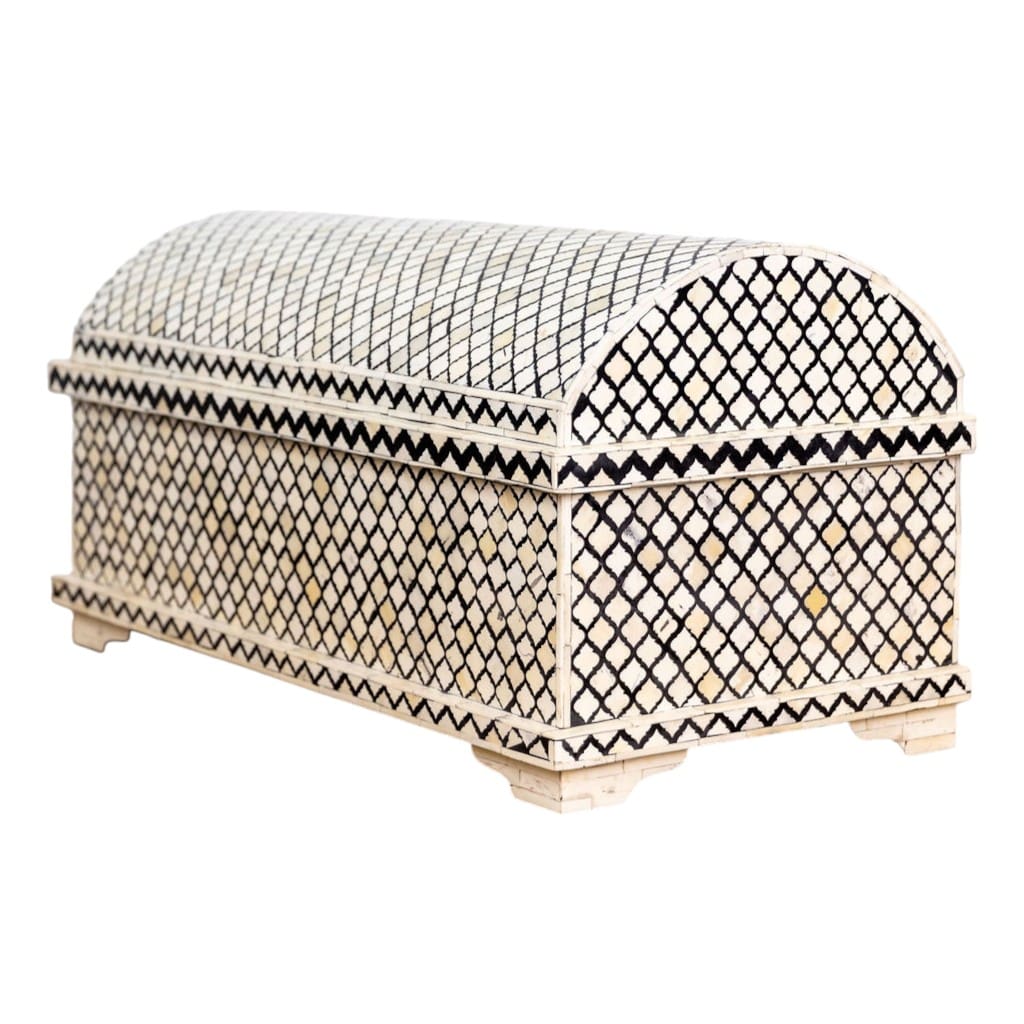 Hand-Crafted Black and White Bone Inlay Trunk 2 sizes image 7
