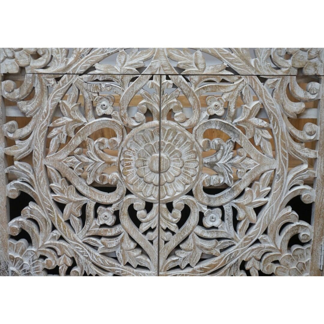 Natural Wood Double Vanity Gorgeous Hand-carved Detail image 11