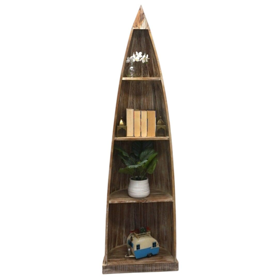 Whitewashed Boat Bookcase Hand-crafted image 3