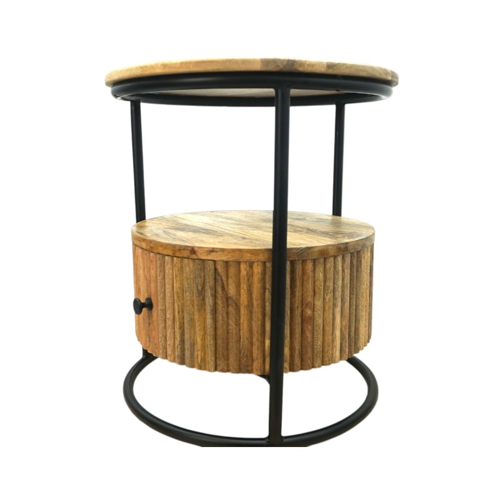Hand-crafted Mango Wood Round Side Table image 3