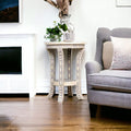 Gray and White Side Table Hand-Crafted Bone Inlay image 0