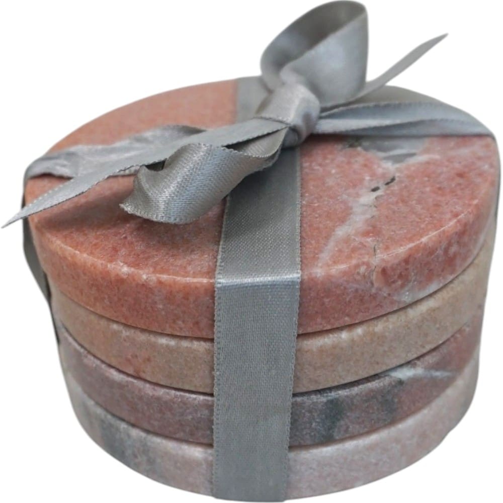 Set of 4 Round Pink Marble Drink Coasters image 9