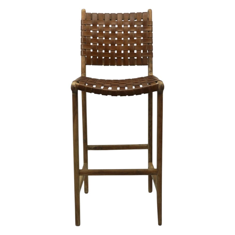 High Top Chairs Hand-crafted Solid Wood and Leather image 1
