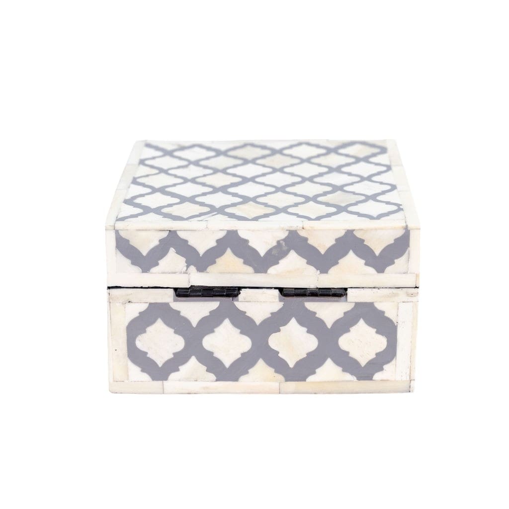 Square Inlay Box Timeless Gray and White Bone Inlay image 5