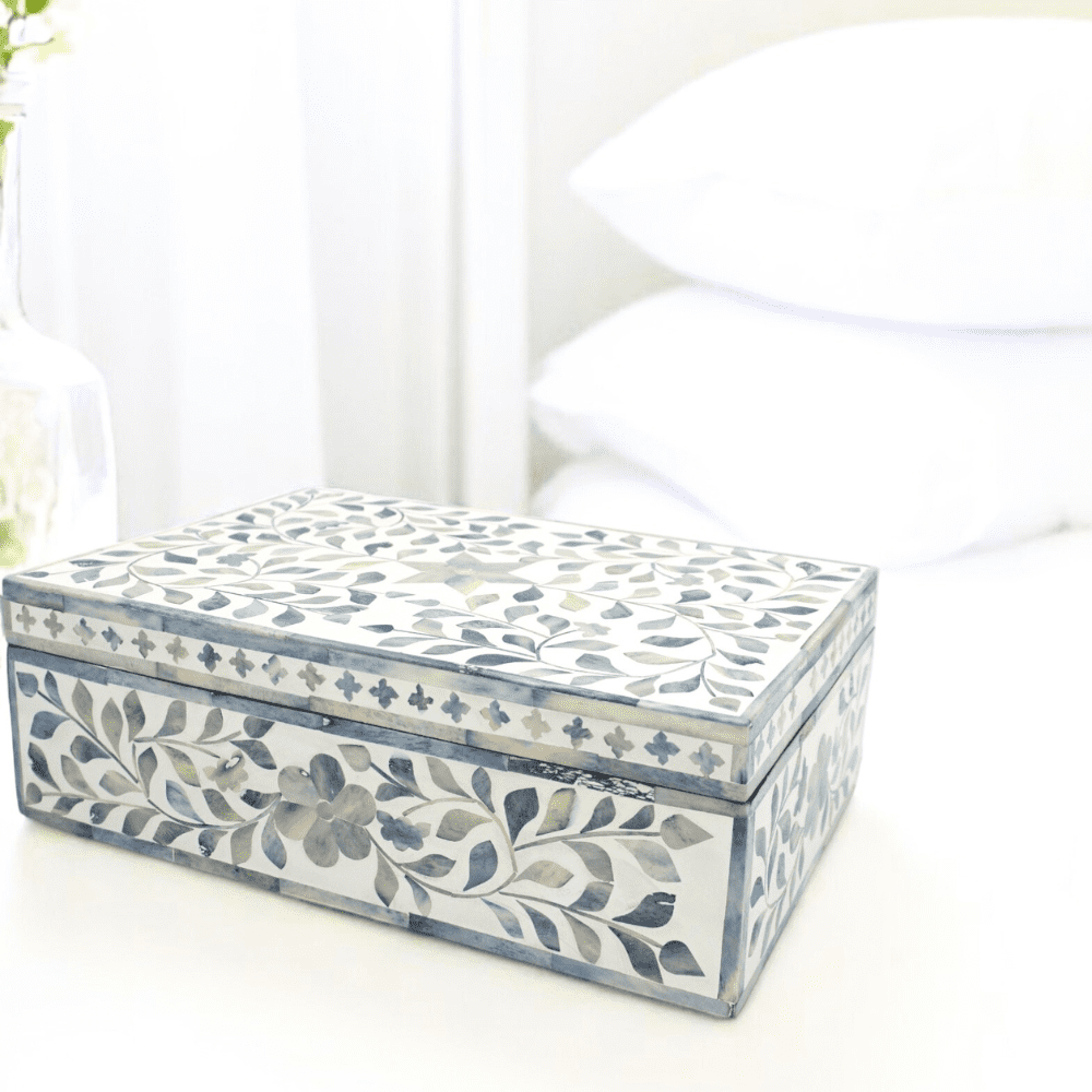 Large Blue and White Inlay Box image 0