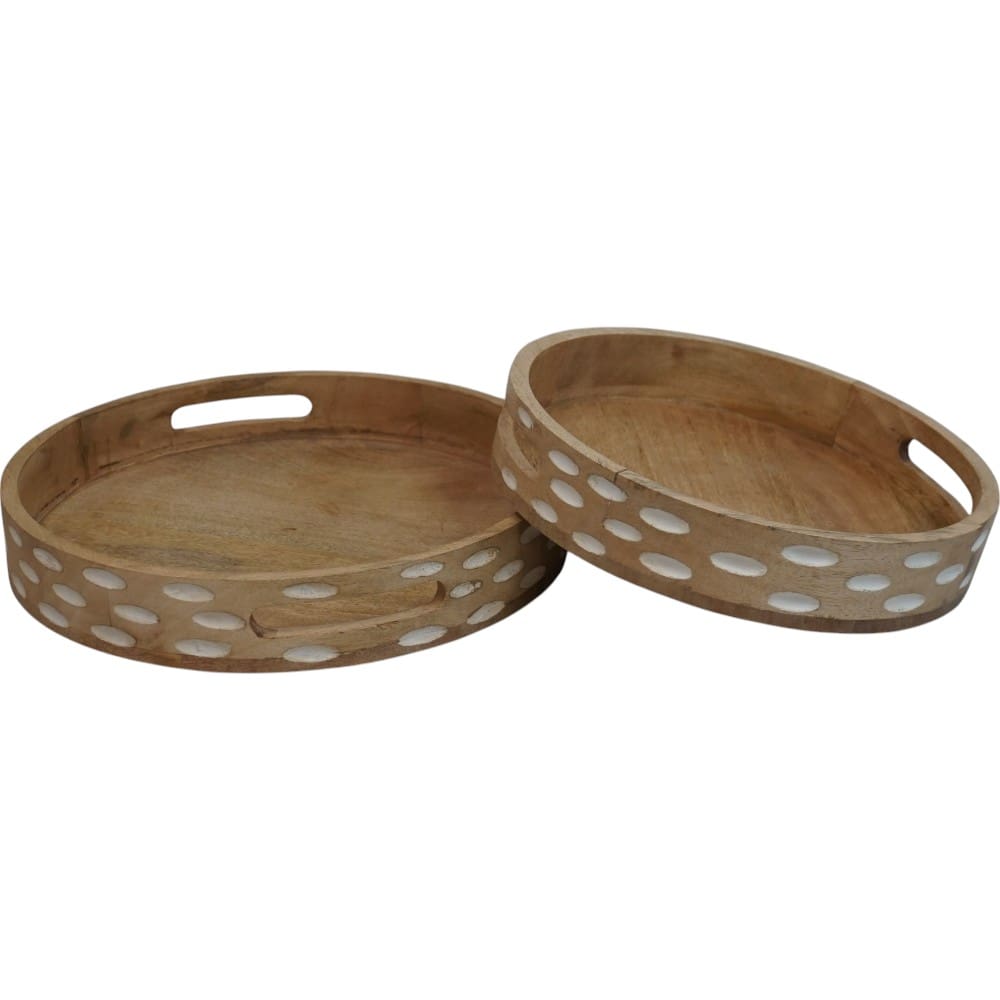 Hand-crafted Solid Wood Trays - Set of Two image 4